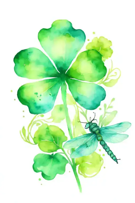 4 Leaf Clover With Dragonfly