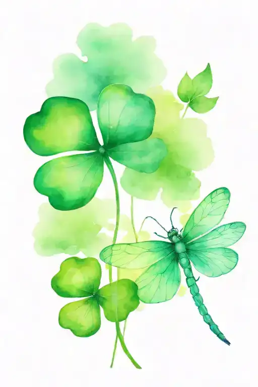4 Leaf Clover With Dragonfly