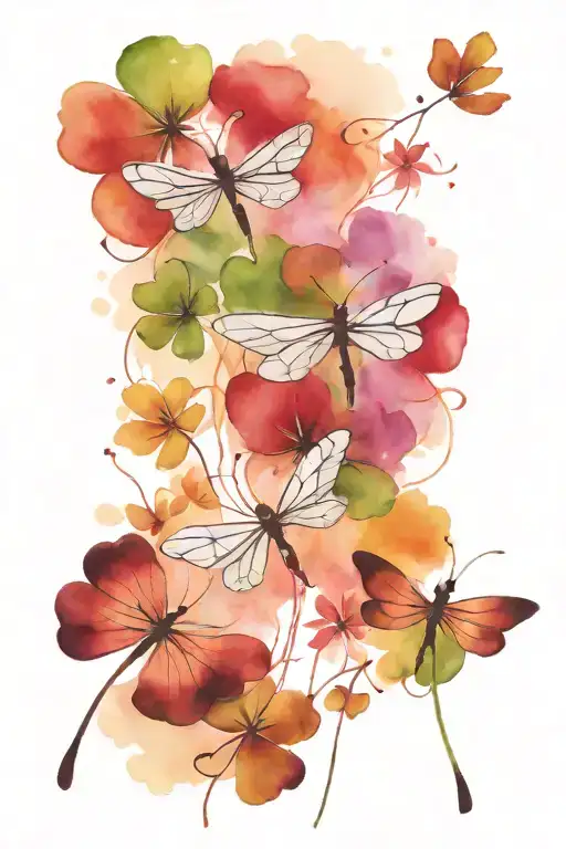 4 Leaf Clover With Dragonflies Pain Hatred Grief