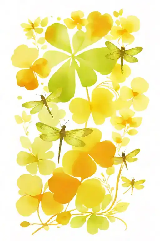 4 Leaf Clover With Dragonflies Pain Hatred Grief