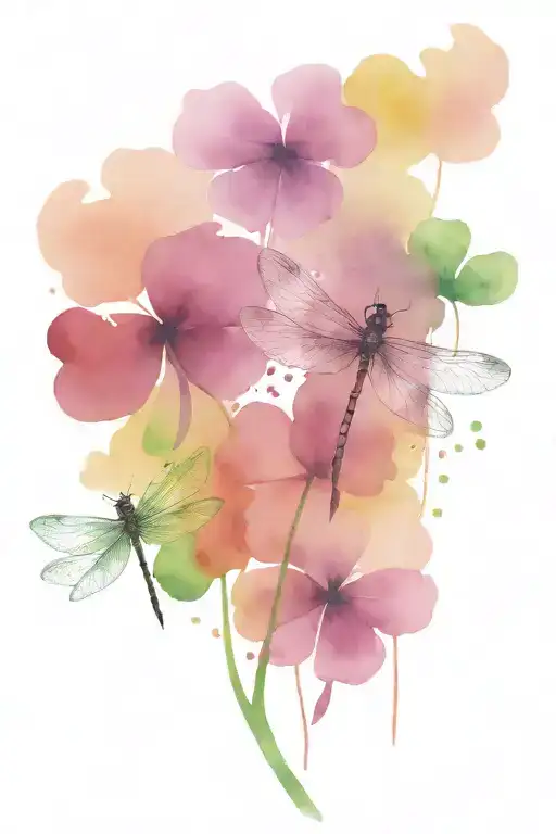 4 Leaf Clover With Dragonflies Pain Hatred Grief