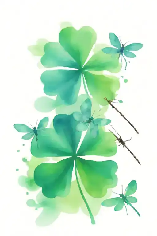 4 Leaf Clover With Dragonflies Pain Hatred Grief