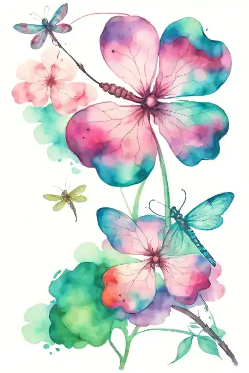 4 Leaf Clover With Dragonflies Pain Hatred Grief