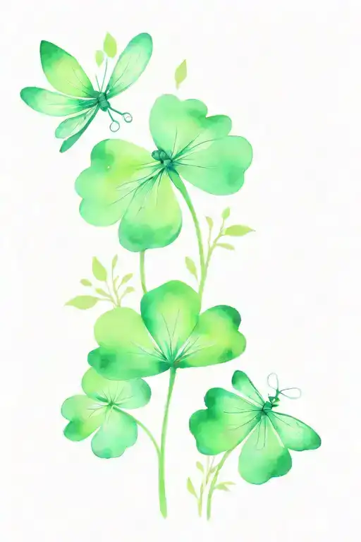 4 Leaf Clover With Dragonflies Pain Hatred Grief