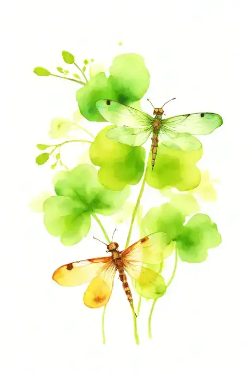 4 Leaf Clover With Dragonflies Pain Hatred Grief