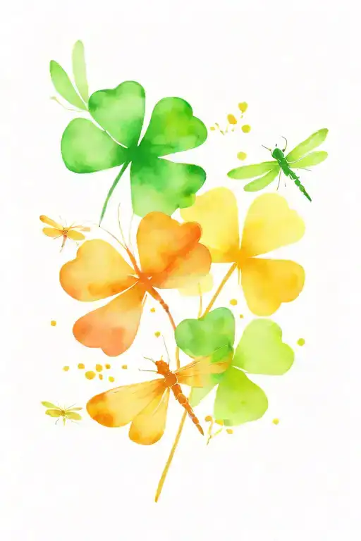 4 Leaf Clover With Dragonflies Pain Hatred Grief