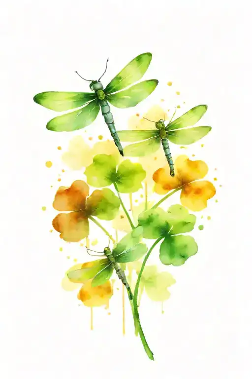 4 Leaf Clover With Dragonflies Pain Hatred Grief