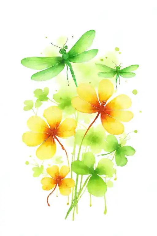 4 Leaf Clover With Dragonflies Pain Hatred Grief