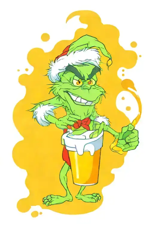 Grinch Holding Red Bull Drink Being Tipped