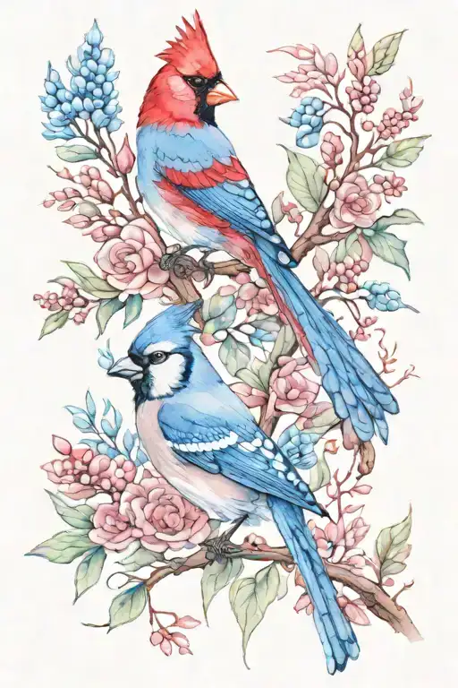 Cardinal And Blue Jay
