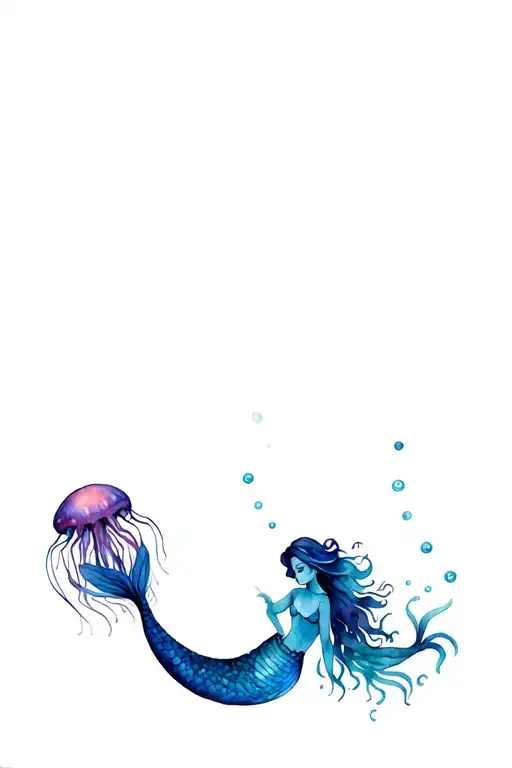 Mermaid With Octpous And Jellyfish