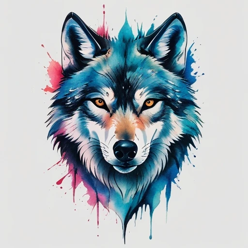 Wolf with mountain background Tattoo idea
