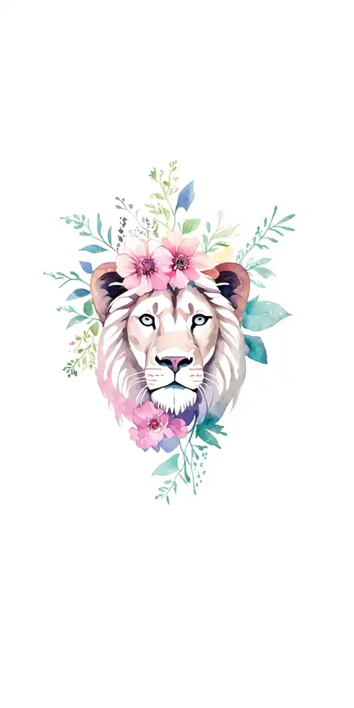 Flowers And Lion Head And Clock Face