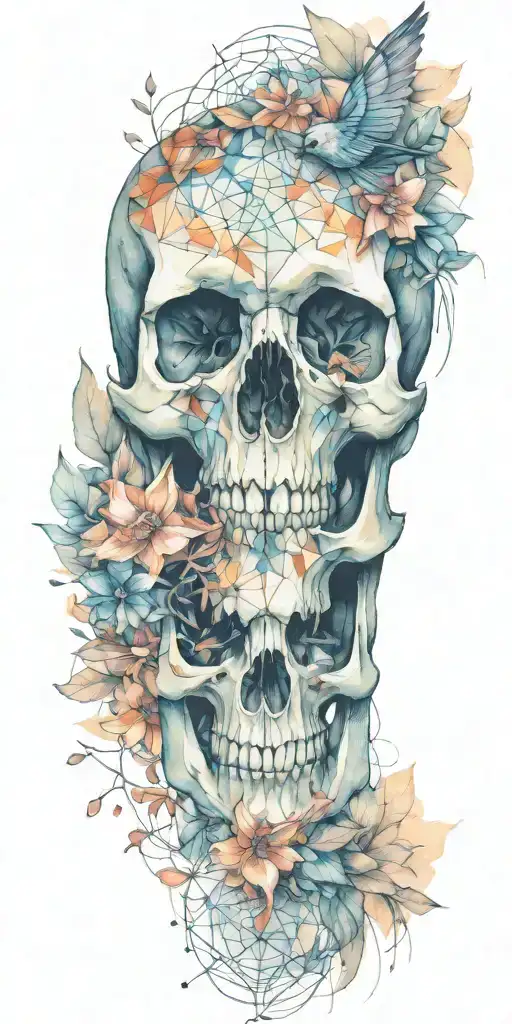 Birds Skull With Geometric Surrounding Them