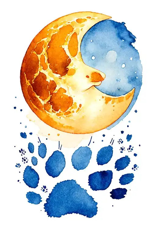 Moon And Paw Print