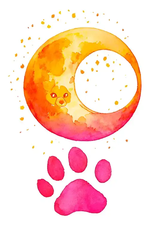 Combine Moon With Paw Print