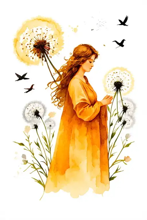 Marseille And The Good Mother In The Background With Birds And Dandelion