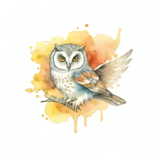 Small And Owl Flying