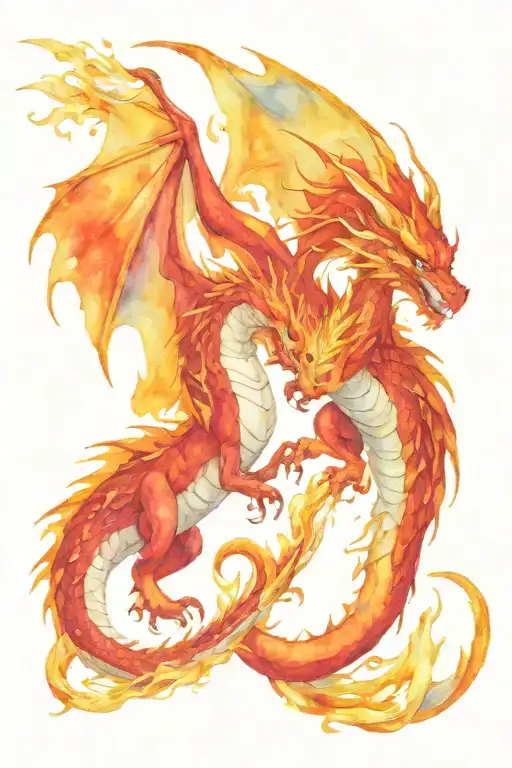 Fire Dragon Fighting Ice Dragon