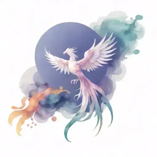 Suggestive Image Of A Phoenix And A Woman Overlapping As They Take Flight