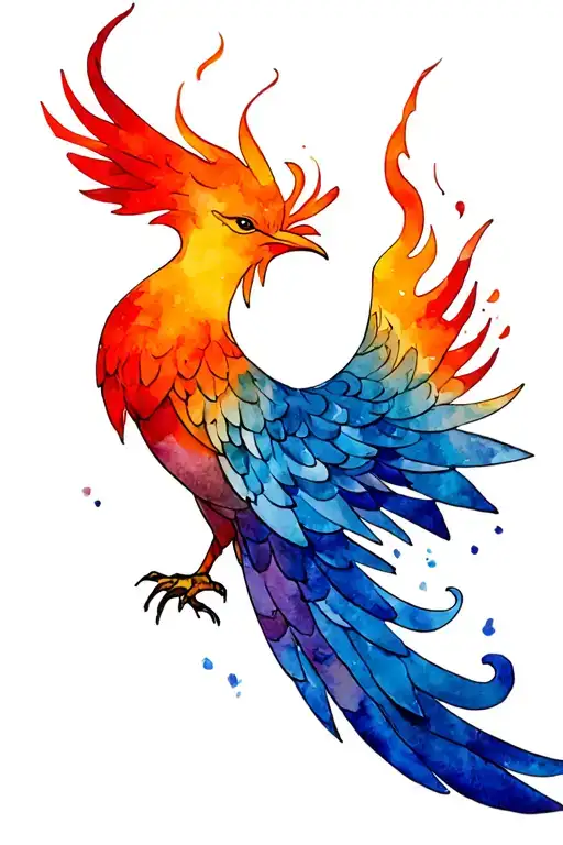 Phoenix With Flames On Tail Wrapped