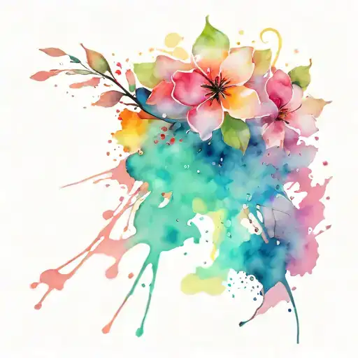 Paint Splatters With Floral Design