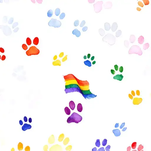 Cat Paw Prints In Pride Flag