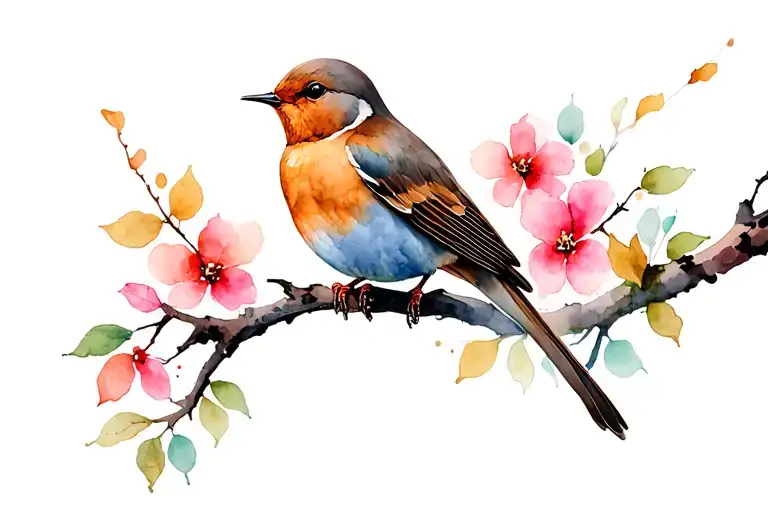 Robin And Dove Perched