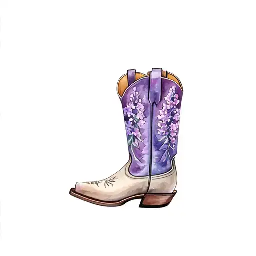 Cowboy Boot With Lilacs