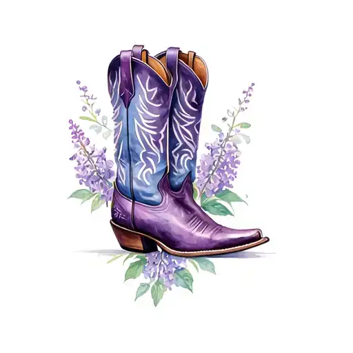 Cowboy Boots With Lilacs Intertwined