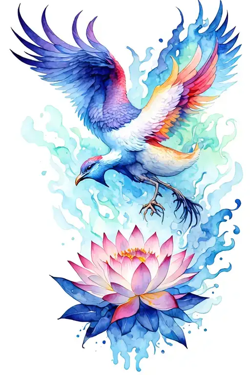 Lotus And Phoenix Rising From Ashes