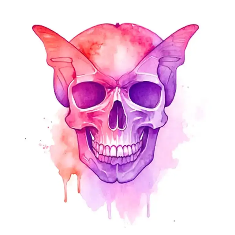 Butterfly With Skull And Burnt Wood Texture