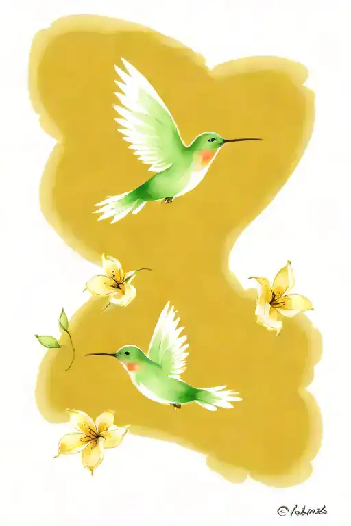 Hummingbird Flowers Heart Shape