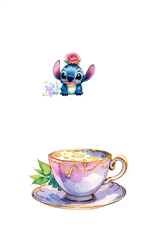 Stitch Holding Chip Teacup Beauty And The Beast Rose