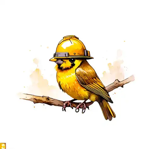 Canary Bird With Miners Helmet