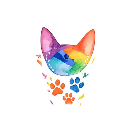 Stitch With Pride Flag And Cat Pawprints In Flag