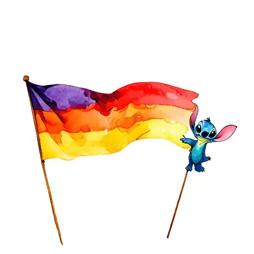 Disney Stitch Holding Pride Flag