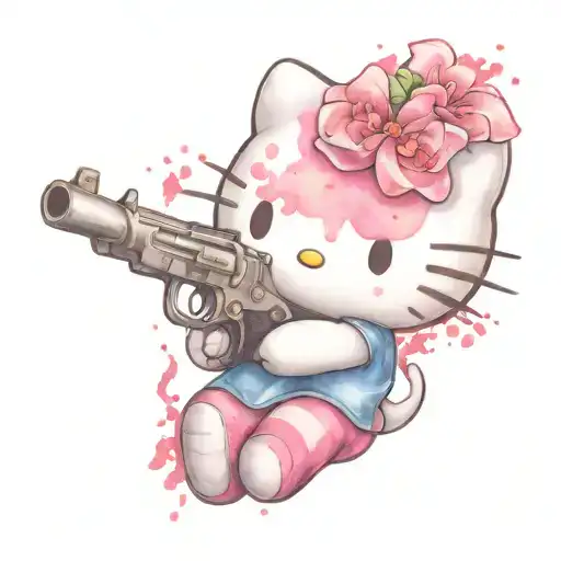 Hello Kitty Holding Gun Morphing