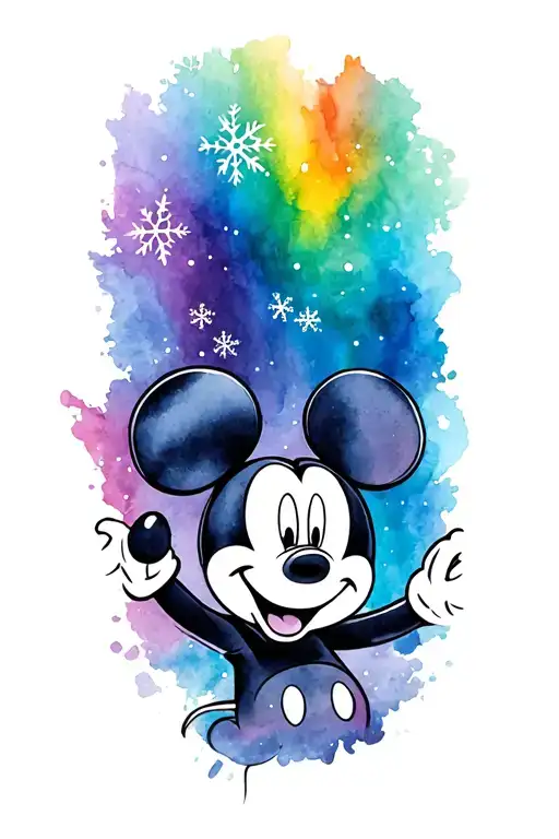 Mickey Mouse With Rainbow And Snowflakes