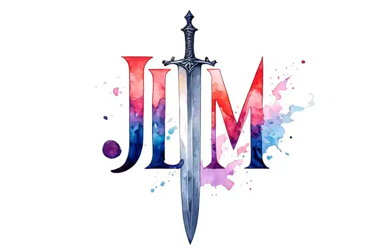 Jlm Initials Blended With A Sword