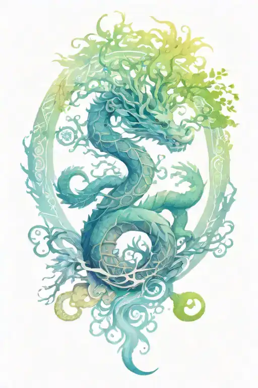 Yggdrasil With Asian Dragon Intertwined