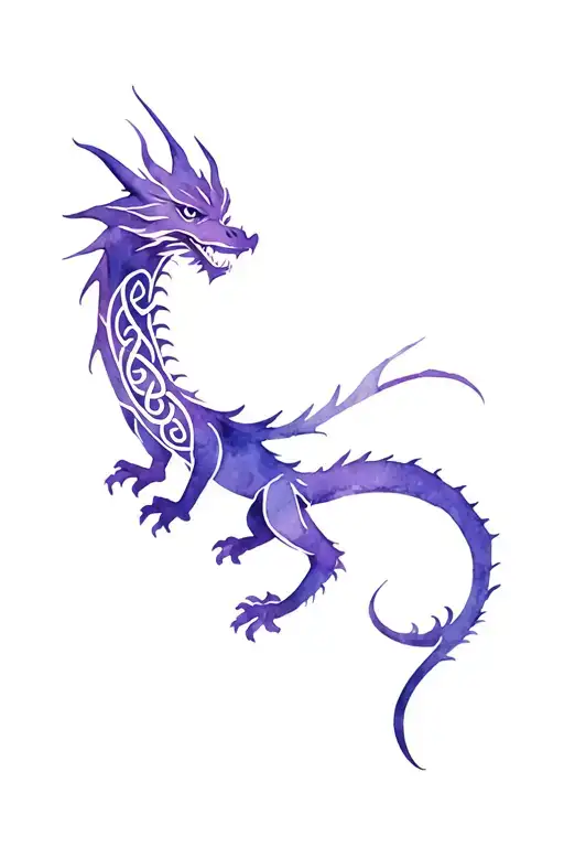 Purple Celtic Dragon Watercolour