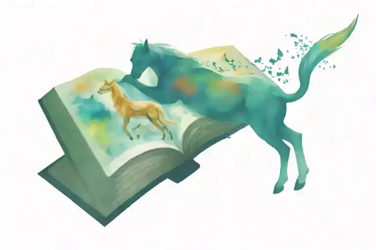 Open Book With Magic And Magical Animals