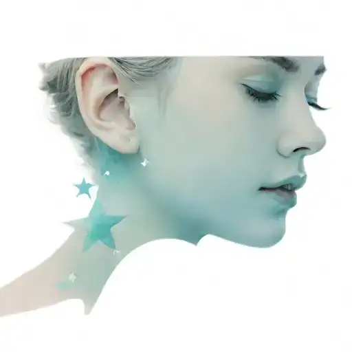 Small Stars That Are Water Colored Behind Ear