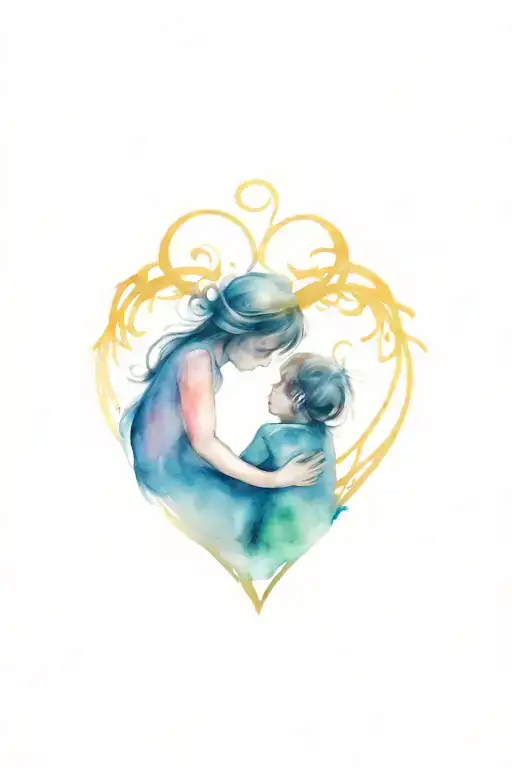 Two Children Heart Intertwined Mum Simple