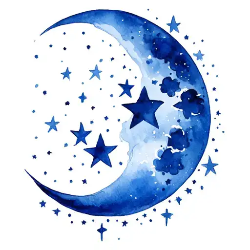 Moon Surrounded By Stars