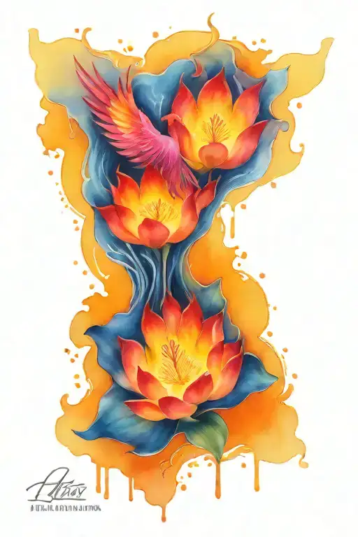 Pheonix Rising From A Lotus Flower