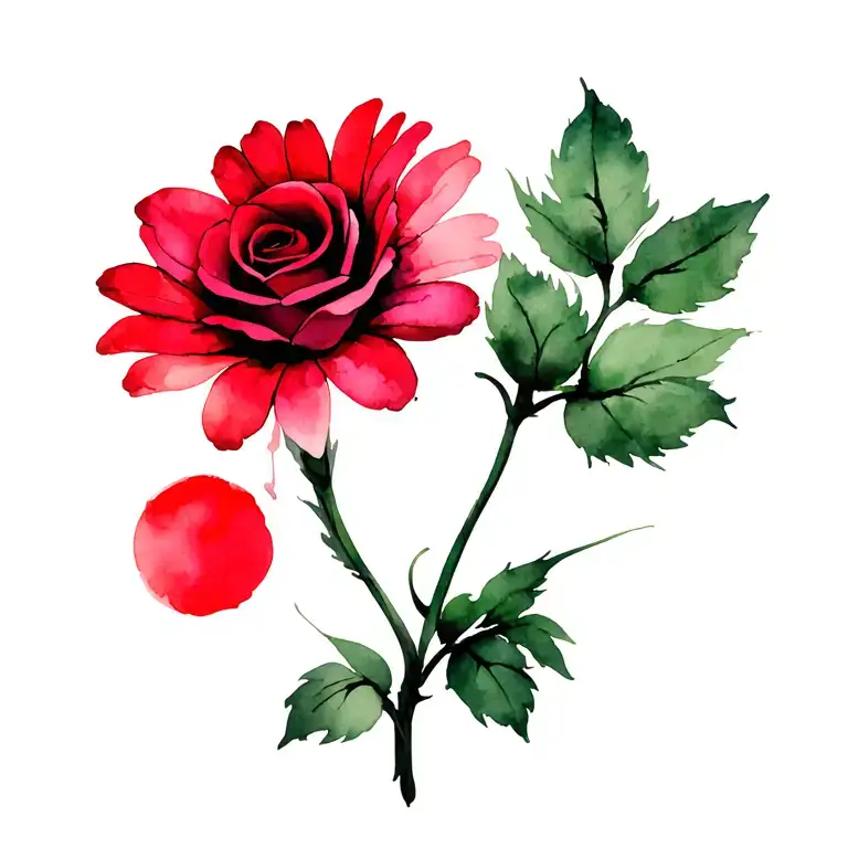 Daisy Flower And Red Rose