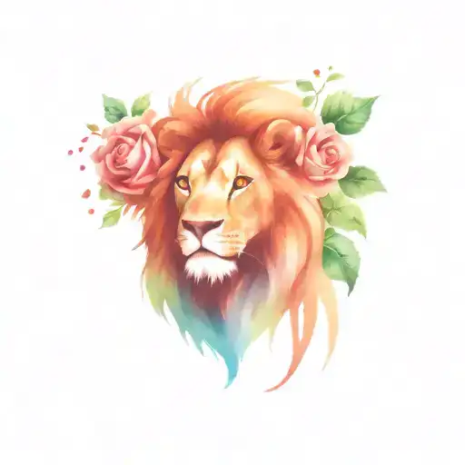 Rose Lion With Roses