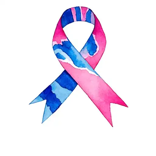 Image Including Blue Cancer Ribbon With A Zebra Cancer Ribbon And The Pink Cancer Ribbon In Colour